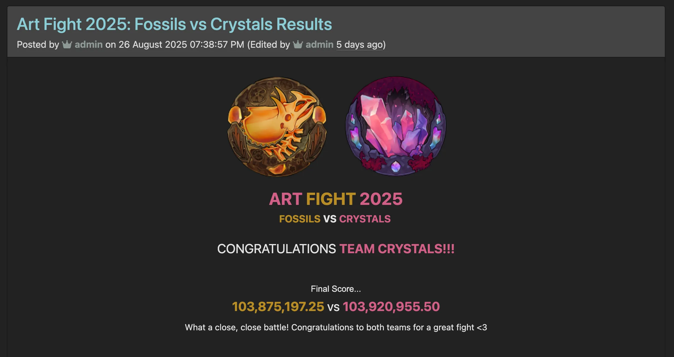 Art Fight 2025 header image