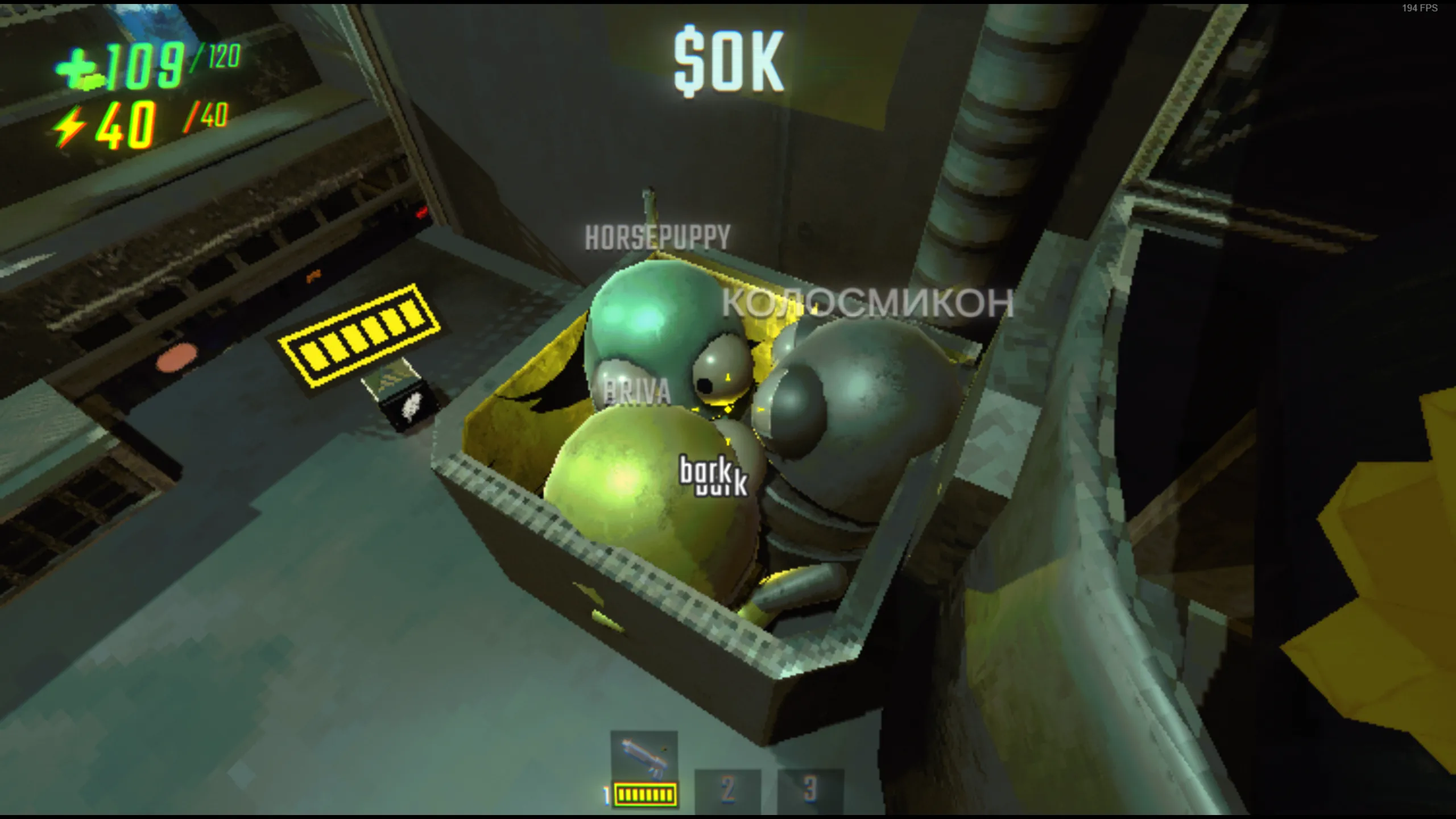 3 repo bots barking at each other in a bucket