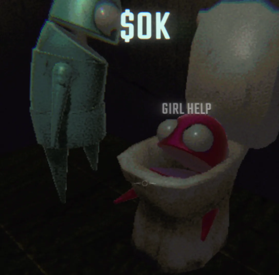 two repo bots interacting. One is in a toilet