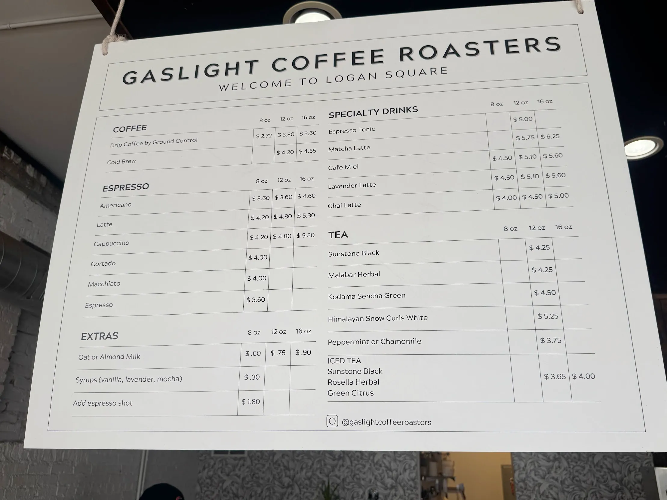 close-up of the menu showcasing the full price-list of their offerings here